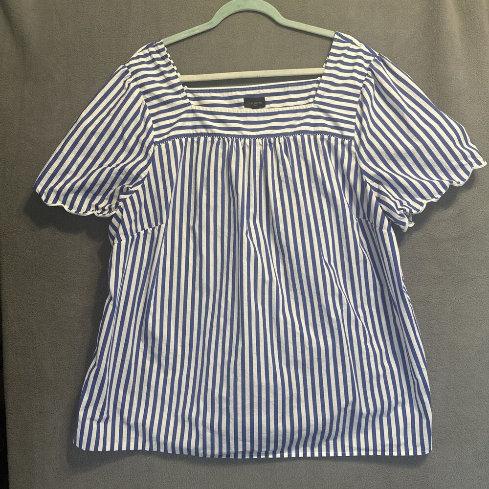 Talbots Blue and White Striped Blouse
